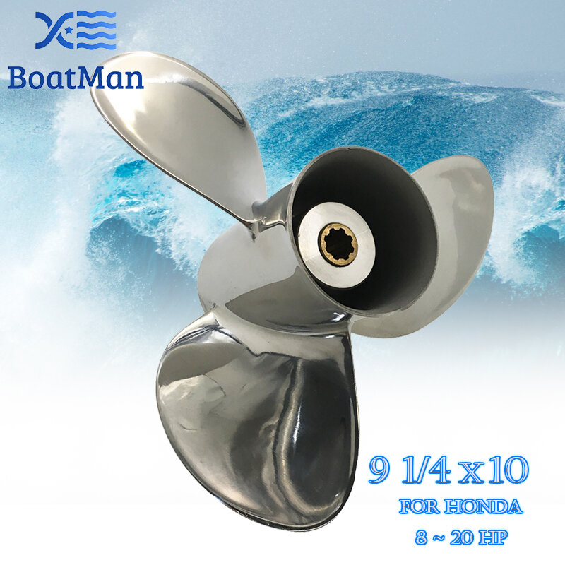 BoatMan®9 1/4x10 elica in acciaio inox per Honda 8HP 9.9HP 15HP 20HP motore fuoribordo 8 denti barca motore 58133-ZV4-010AH