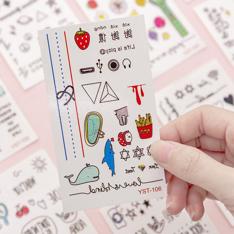 Stiker Alat Tulis Anak Pola Kartun 2 Lembar Stiker Tato Tahan Air Anime Lucu Buku Tempel Jurnal Dekorasi DIY