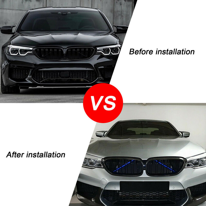 2Pcs Ondersteuning Grill Bar V Brace Wrap Grille Trim Strips Cover Frame Decor Stickers Voor Bmw F30 F31 f32 F33 F34 F01 F02 F03