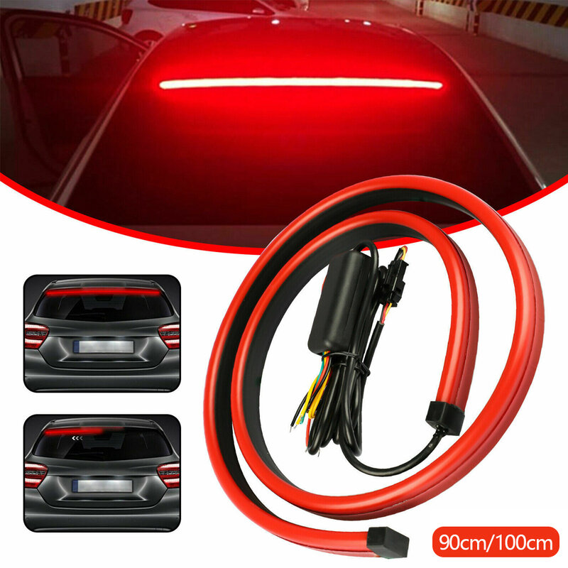 Bande lumineuse LED multimode pour voiture, 90cm/100cm, clignotants gauche/droite, Double Flash, lumière de freinage pour véhicule, DC 12V, sécurité routière