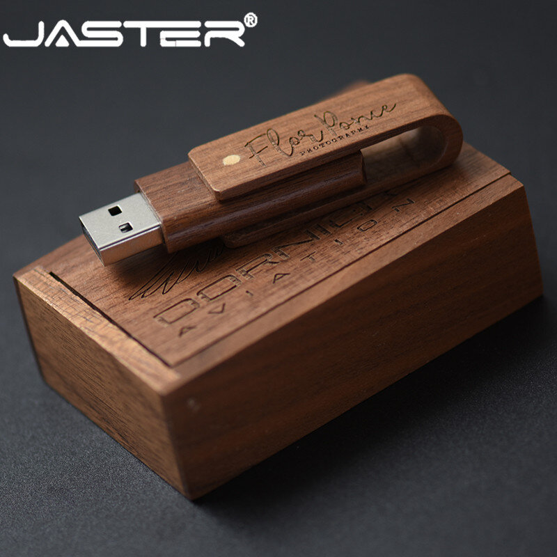 JASTER – clé USB 2.0 rotative en bois, support de stylo, mémoire, 4 go, 8 go, 16 go, 32 go, 64 go, LOGO personnalisé, cadeau de mariage