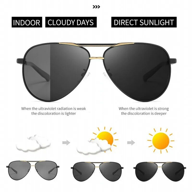 New Night Vision Polarized Rays Men Sunglasses Classic Discoloration Day and Night Driving Fishing Glasses Sun Glasses UV400
