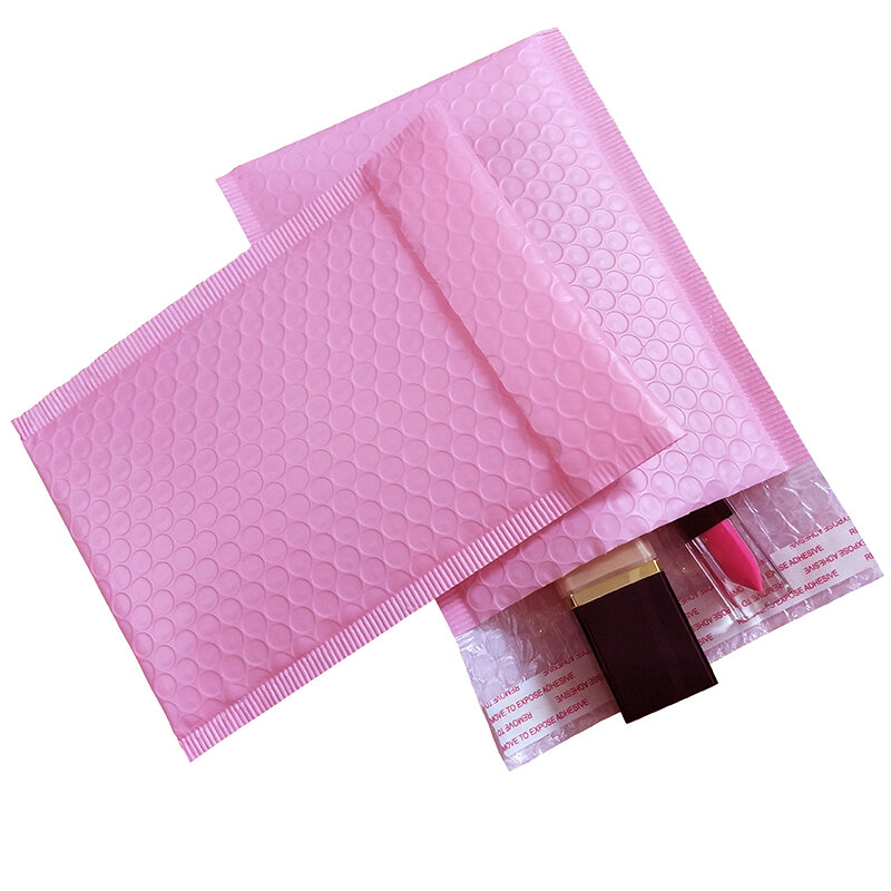 Envelopes para envio com fechamento automático, 50 unidades, envelopes com plástico bolha rosa claro
