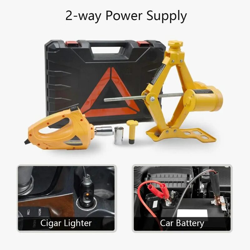 Juego de Herramientas de emergencia para coche eléctrico, llave de impacto de gato con luz LED de tijera Flash integrada, Kit de reparación de neumáticos, 12V