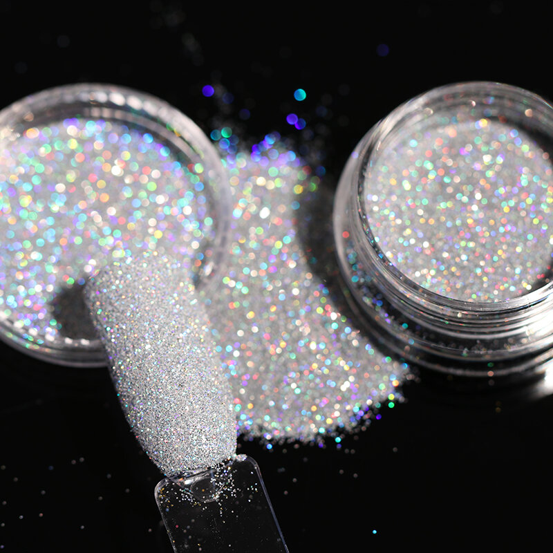 1 Doos Grijs Gradient Shiny Nail Glitter Poeder Iriserende Sparkly Nail Art Chrome Pigment Zilver Diy Nail Art Decoratie