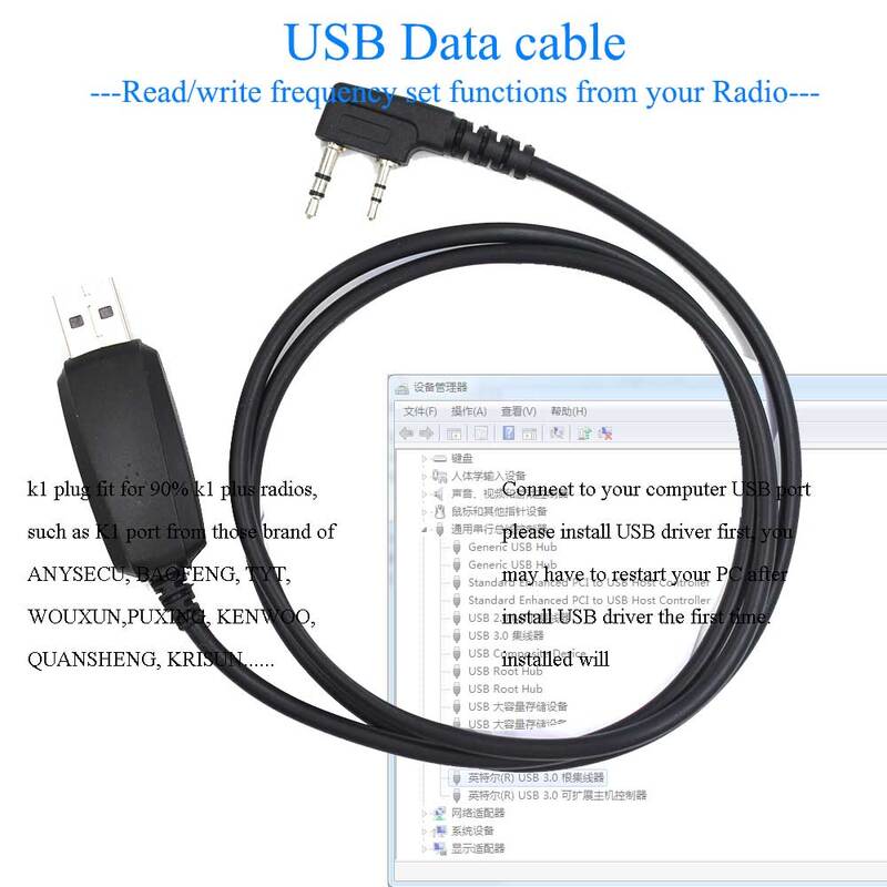 Kabel do programowania USB BAOFENG ze sterownikiem CD dla UV-5R UV-82 BF-888S BF-UVB2 plus radio przenośne z wtyczką K