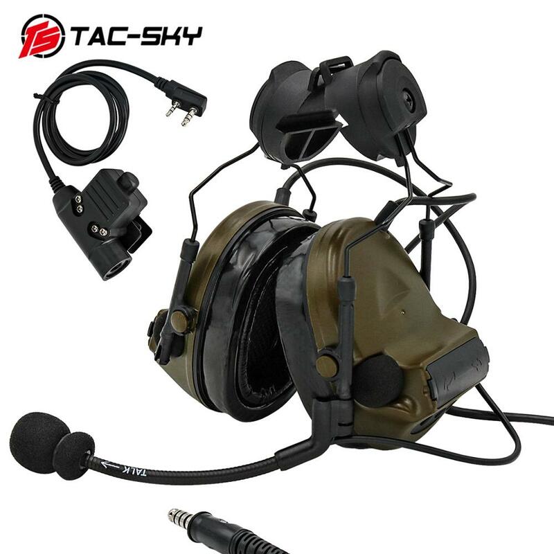 Tac-sky COMTAC II auriculares tácticos de Tiro Militar, edición de soporte de casco, reducción de ruido, PTT, PTTu94ptt