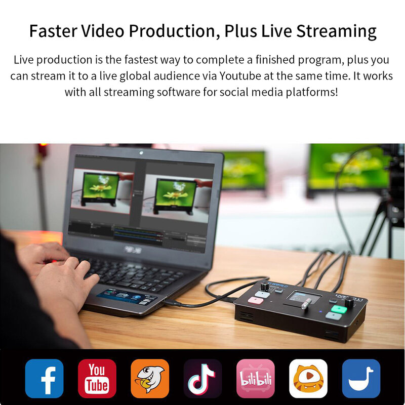 FEELWORLD LIVEPRO L1 Video Mixer/Switcher Multi-Format 4อินพุตHDMIสำหรับMedia Multi Real Time live Streaming Youtube