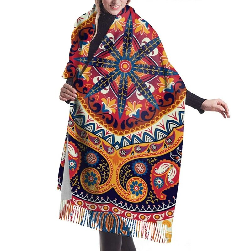 バンダナ-冬用スカーフ196*68cm,女性用,暖かくてファッショナブルなショール,タッセル,デザインが利用可能
