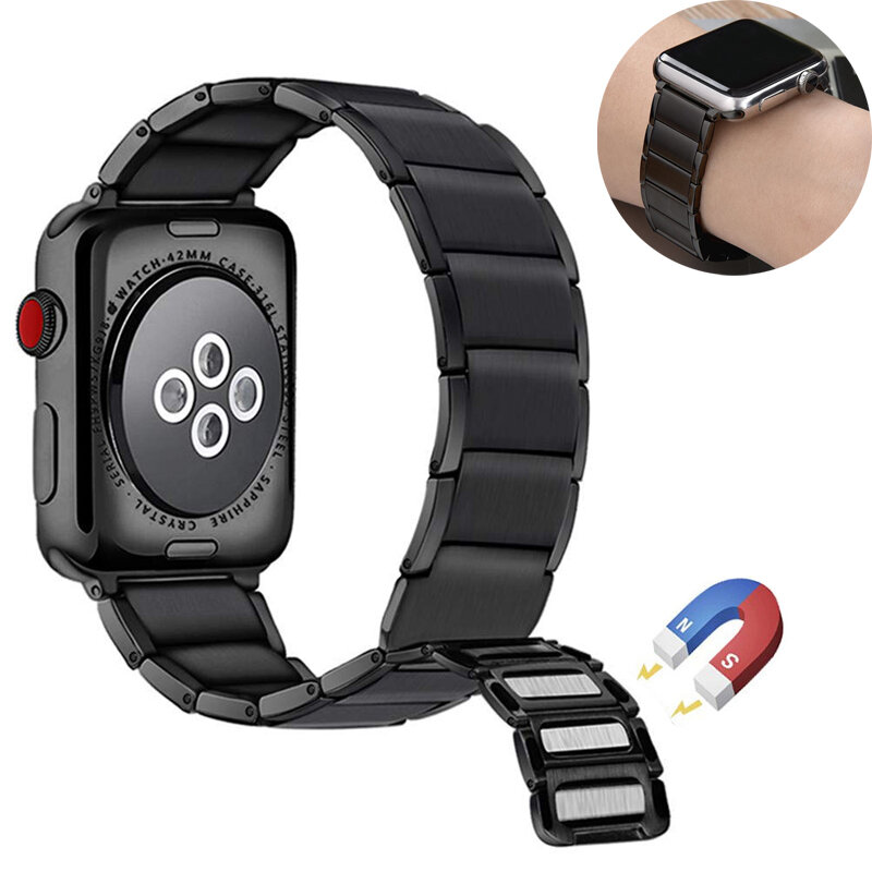 Bracelet magnétique réglable pour Apple Watch, Bracelet en métal, Apple Watch 7, 6, SE, 5, 4, 3/2, iWatch Band 42mm, 38mm, 45mm, 41mm, 44mm, 40mm