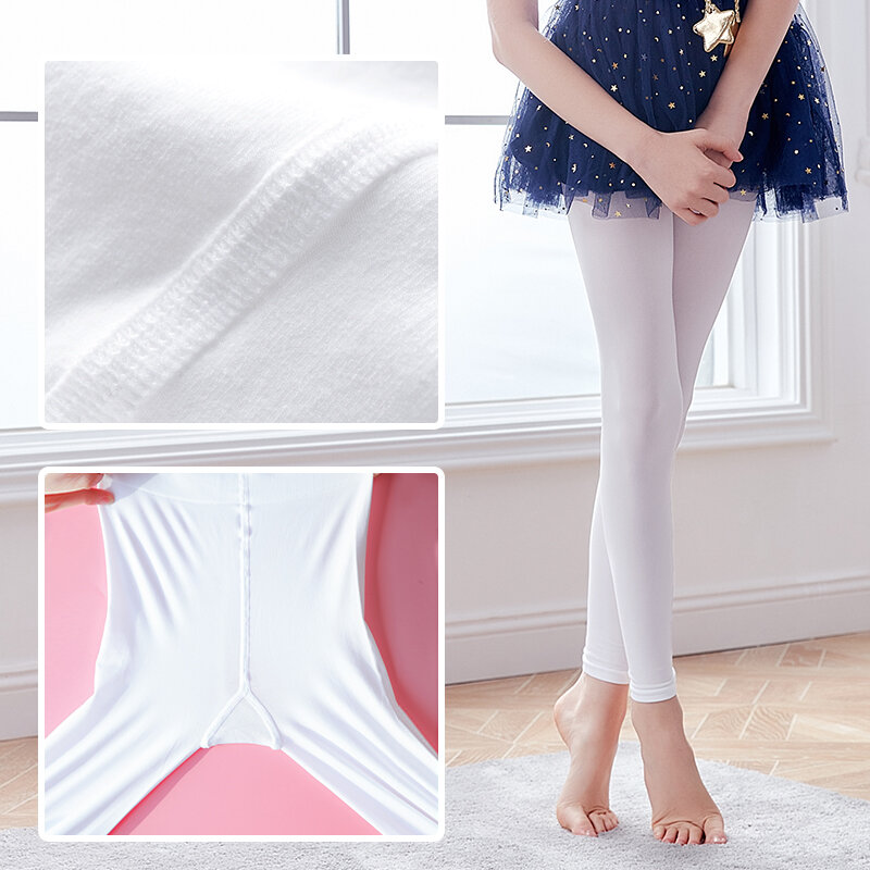 Calças de balé sem pé meias de dança meias de meia-calça crianças dança prática meias bailarina branco leggings