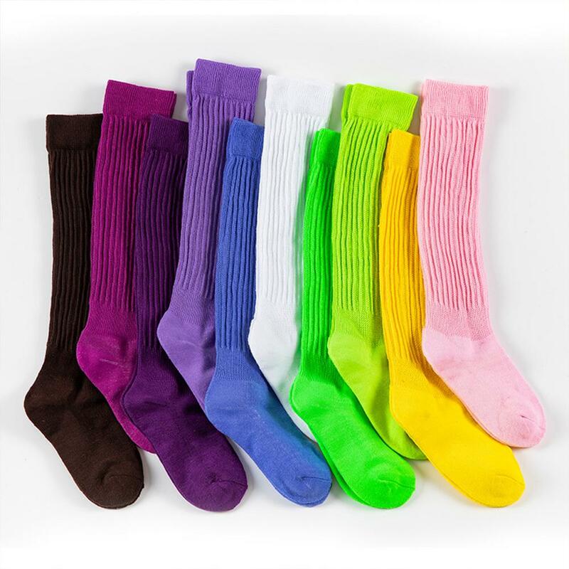 Slouch Scrunchy skarpetki dla kobiet kolorowe długa luźna ułożone grube bawełniane damskie dziewczyny Casual Knee High Boot Sock
