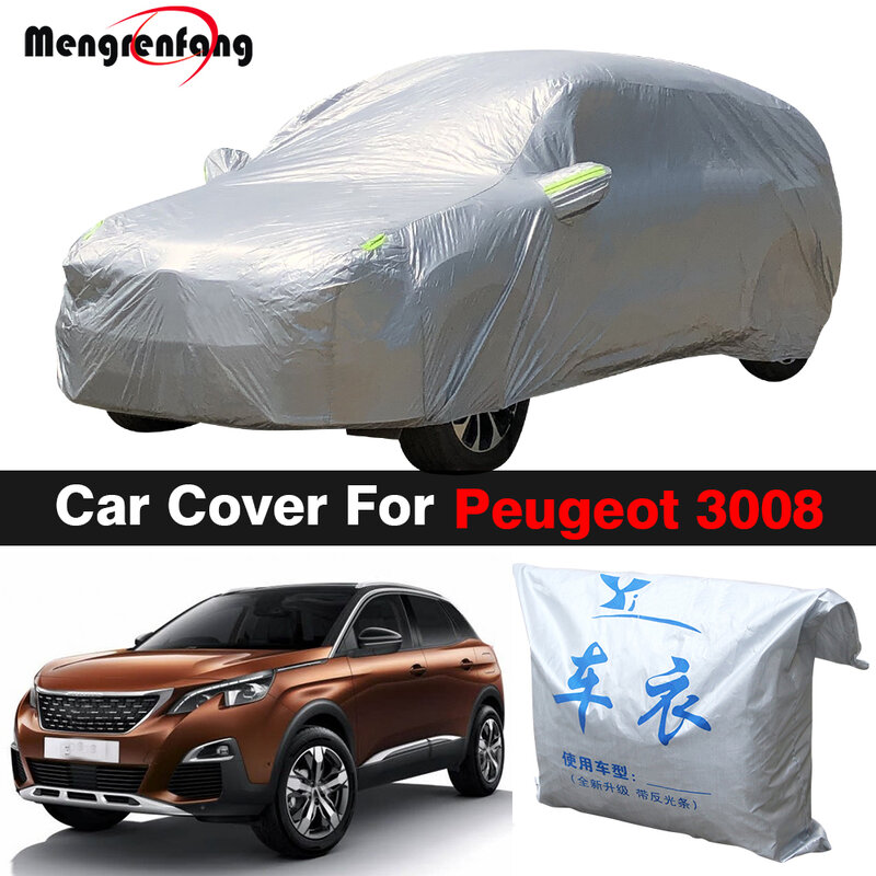 Anti-UV Outdoor Car Cover, Indoor Sun Shade, Chuva, Neve, Proteção contra Poeira, Capa SUV para Peugeot 3008