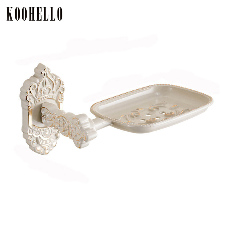 Soap Dishes Ivory White Wall Mounted Soap Holder Antique Aluminum Soap Dish Basket  WC Bathroom Accessories Bronze Bath Products
