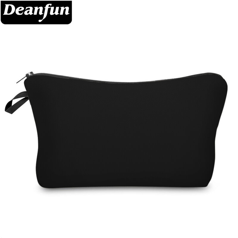 Deanfun-Bolsa de maquillaje pequeña impermeable para mujer, bolso de viaje de almacenamiento, color negro puro, regalo para niñas, 51705