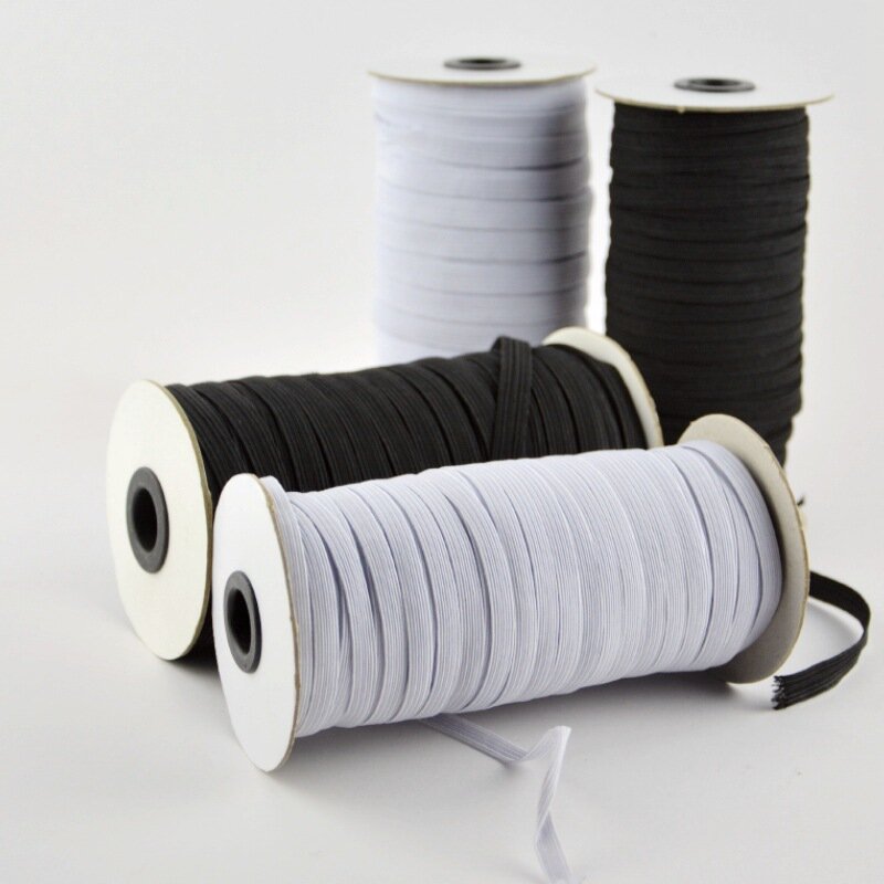 Banda elástica de costura de 10 yardas, banda de goma alta elástica para la cintura, blanco y negro, 5BB5628