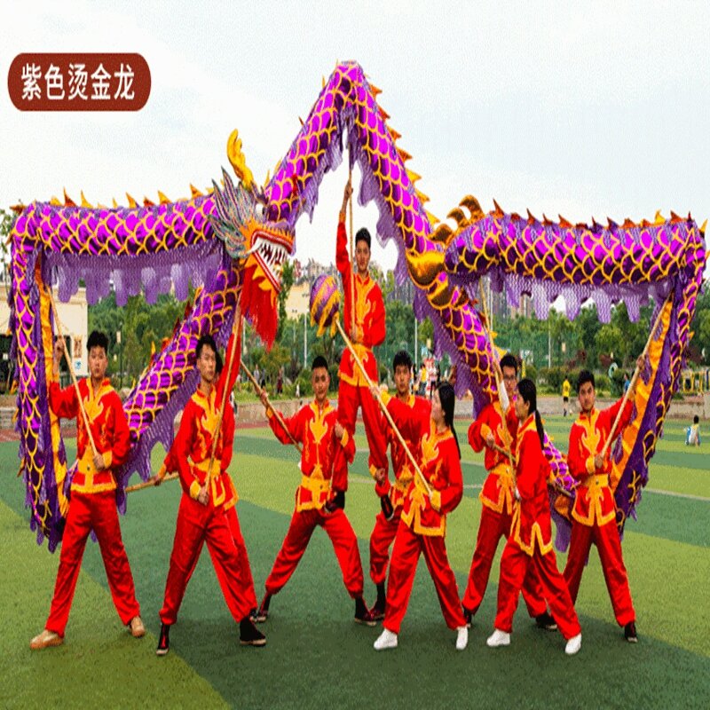13m rosso dorato taglia 5 Costume da ballo del drago 10 giocatori bambini studente scuola arte Halloween Party Performance Parade Folk Stage