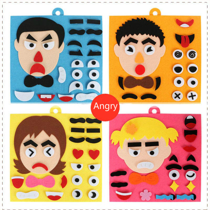 Enfants apprenant ensemble drôle enfant bricolage jouets émotion changement Puzzle jouets bébé créatif Expression faciale améliorer mains sur jouet de capacité