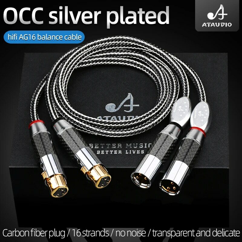 Cable balanceado HiFi XLR macho a hembra, Cable OCC Chapado en plata, Cable doble XLR, mezclador de micrófono, Cable de señal equilibrada