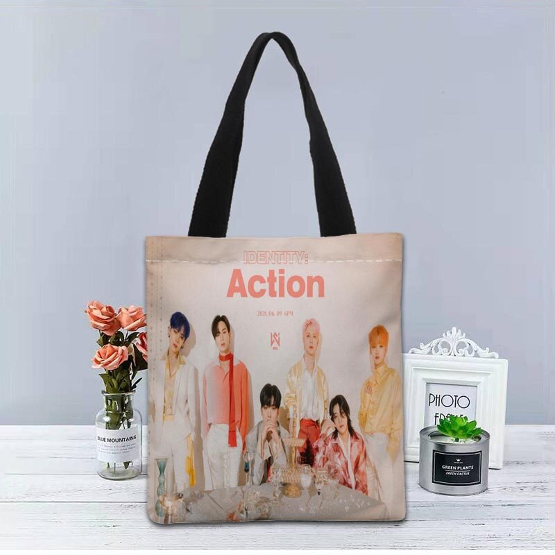Nuovo prodotto borsa WEi KPOP Boy Handbag Fashion Printing Soft Open Pocket Casual Tote doppia tracolla per donna studente 0622