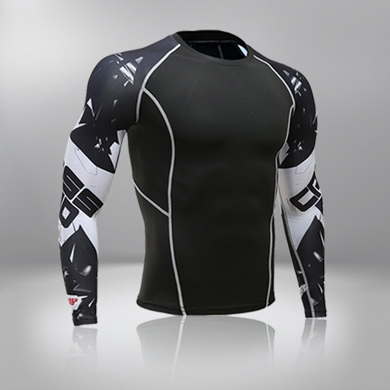 Intimo termico Sport Fitness da uomo T-Shirt a compressione ad asciugatura rapida manica lunga strato di Base tuta sportiva Sport da corsa