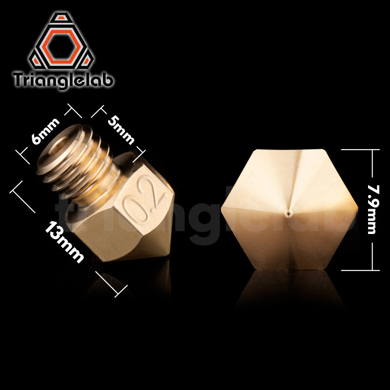 Trianglelab-latão bocal mk8 para impressoras 3d, hotend 1,75mm, filamento j-cabeça cr10, bloco de calor ender3 hotend m6 rosca