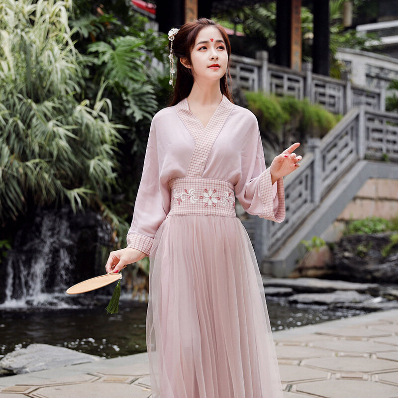 Hanfu-중국 전통 드레스 여성 hanfu 드레스 코스프레, 치파오, 치파오, 여름 치마, 반팔