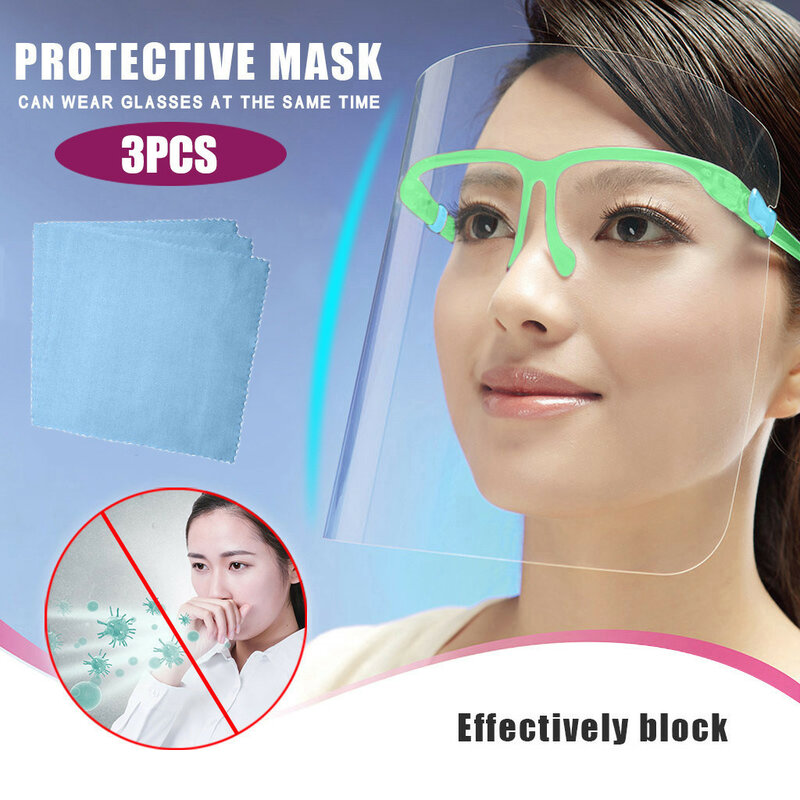 3個耐久性のある結合プラスチック再利用可能なクリアフェイスマスクとシールド保護通気性透明マスクハロウィンコスプレ