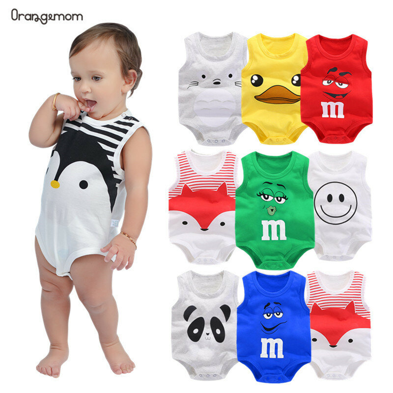 Orangemom/лето 2023 г.; Боди для малышей; Милый стиль пингвина; Цельный комбинезон; Недорогая одежда для маленьких мальчиков; Жилет для новорожденных; Одежда для маленьких мальчиков