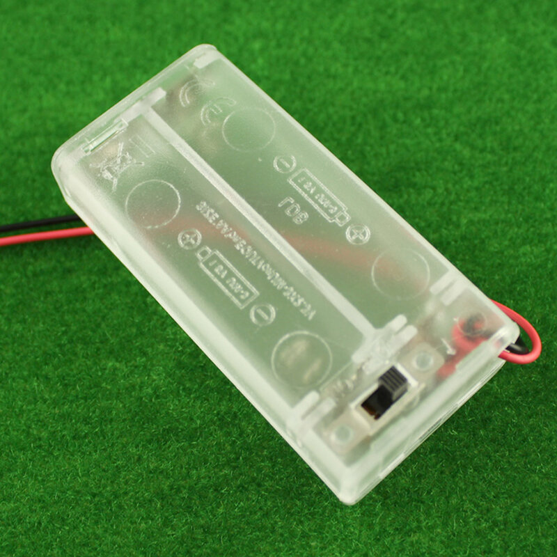 Caixa de suporte da bateria com interruptor, novo 2 pilhas AA armazenamento protetor tampa, transparente para carro RC, circuito inteligente DIY