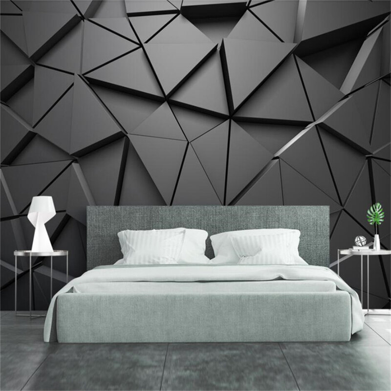 Wellyu-papel de parede personalizado, 3d photo mural, geométricas, abstrato, cinza, triângulos, fundo, moda
