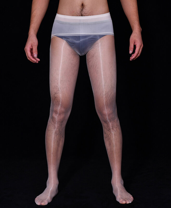 Sexy Oil Shine Mens collant attillati lingerie Gay calza lunga Legging sottili calzini trasparenti mutande
