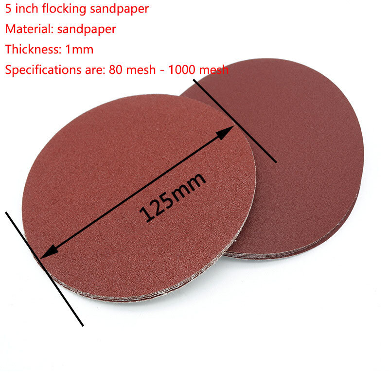 Disco de polimento de lixa circular, 125mm, com grãos 80-1000, para moer detector de metais, carpinteiro, 5 peças