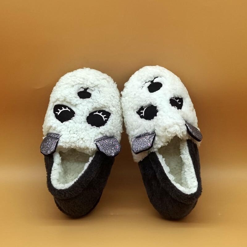 Panda-男性と女性のための特別な革の靴,冬のスリッパ,カスタムスリッパ,家のための屋内靴