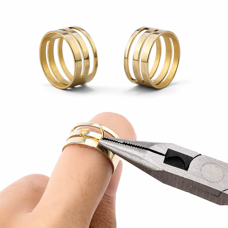 Cobre Jump Ring Opener para DIY Fazer Jóias, Fácil Abrir Jump Ring, Fechamento Dedo Jóias Ferramentas, 9x18mm
