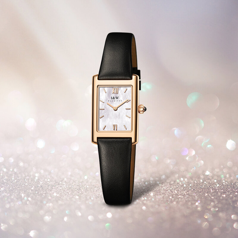 แฟชั่นผู้หญิงนาฬิกาข้อมือแบรนด์หรู I & W สวิสเซอร์แลนด์ Made นาฬิกาสำหรับสตรี Sapphire กันน้ำสแควร์ชุ...