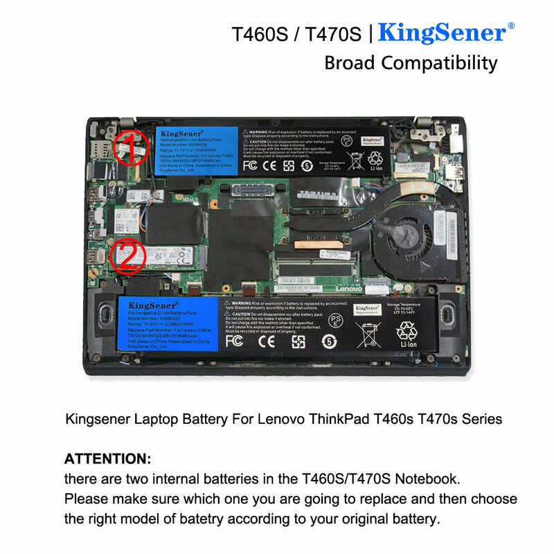 KingSener 노트북 배터리, 레노버 T460s, T470S, 00HW024, 00HW025, 00HW022, 01AV407, 01AV406, 00HW023, SB10J79004, SB10F46463