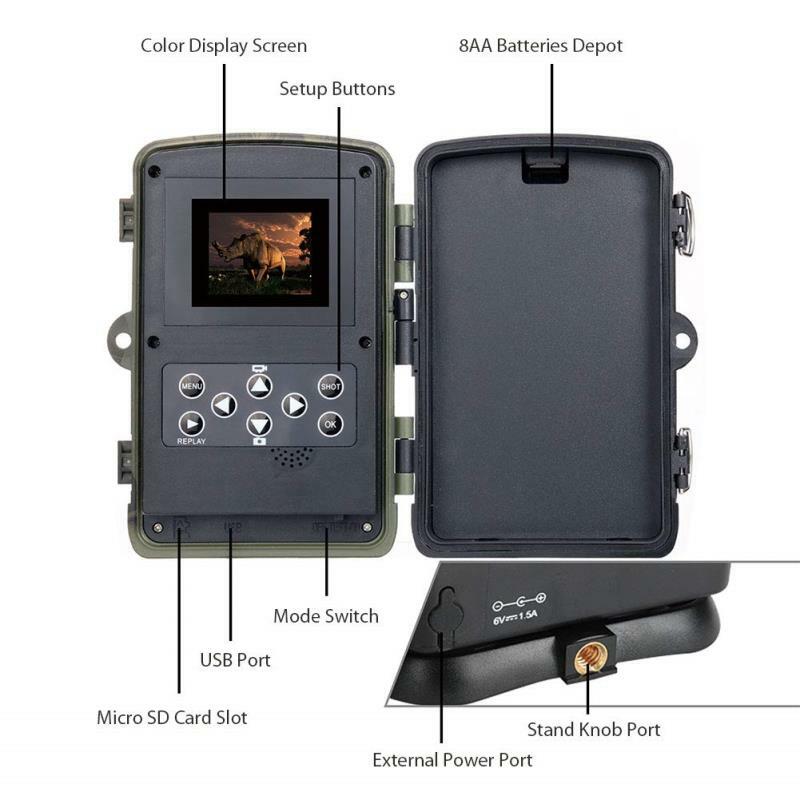 야생 동물 트레일 비디오 카메라, 사진 트랩, 적외선 사냥 카메라, 야생 동물 무선 감시 추적 캠, HC802A, 24MP, 1080P