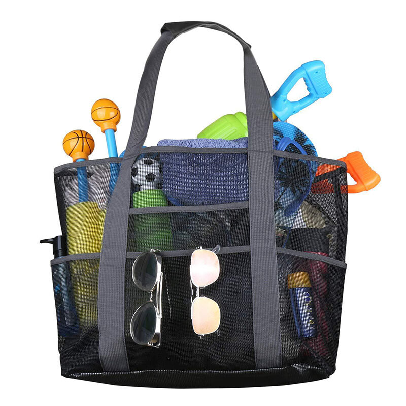 8 карманов, летняя большая пляжная сумка, сетчатая прочная пляжная сумка, водонепроницаемая сумка-тоут, пляжная сумка для полотенец, пляжная сумка