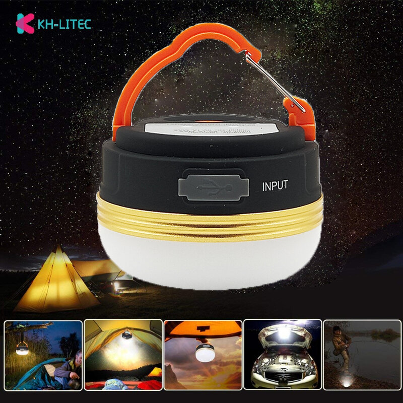 KHLITEC Mini Portatile di Campeggio Luci 3W HA CONDOTTO LA Lanterna di Campeggio Tende lampada Da Trekking All'aria Aperta di Notte lampada a Sospensione USB Ricaricabile