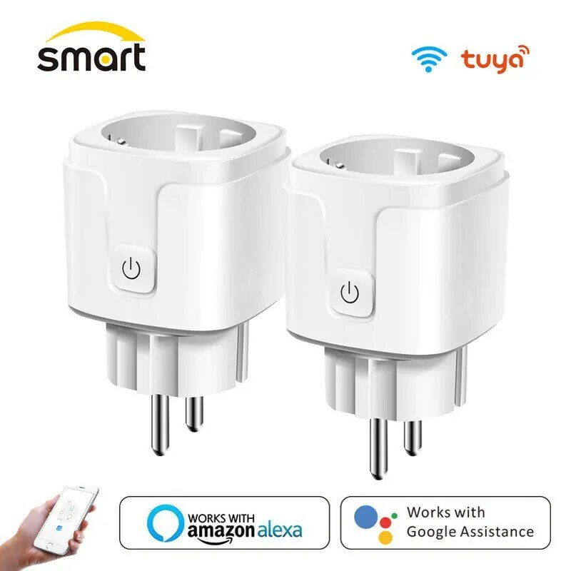 Smart Plug Wifi Socket Met Timer Eu Adapter Outlet Tuya 16A Power Monitor Werkt Met Alexa Google Home Assistent