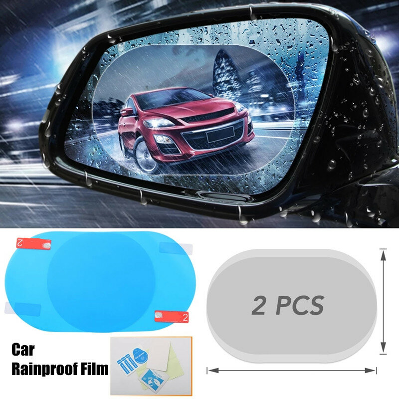 2 Pcs รถกันฝนฟิล์มรถกระจกมองหลังกระจก Rain Proof Anti Fog กันน้ำเมมเบรนฟิล์มรถสติกเกอร์รถอุปกรณ์เสริม
