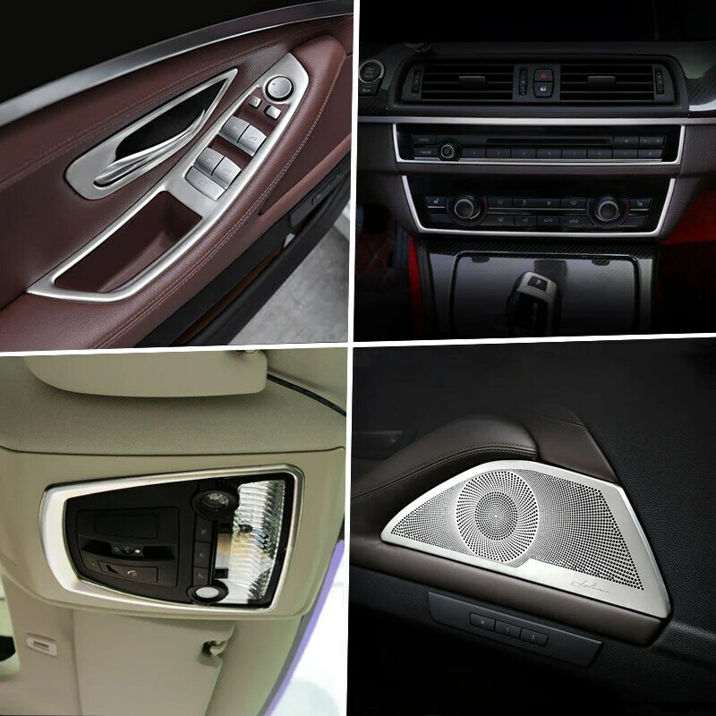 Car Inner Door Audio Speaker Gearshift Panel Door Armrest Cover Trim Stickers Auto Accessories for BMW 5 Series F10 F18 2011-17