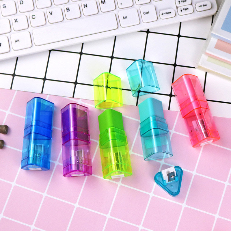 Candy Color Pencil Sharpener with 4 Units Kawaii Erasers Pencil sharpeners for girls gifts back to school supplies cute
