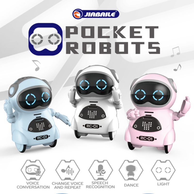 Pocket RC Robot Talking Interactive Dialogue Voice Recognition Record Singing Dancing Telling Story Mini Robot Toys Kids Gift
