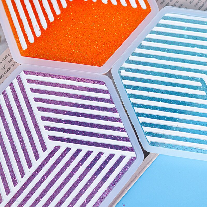 DIY geometryczne paski Coaster żywica epoksydowa formy mata na kubki odlewania formy silikonowe