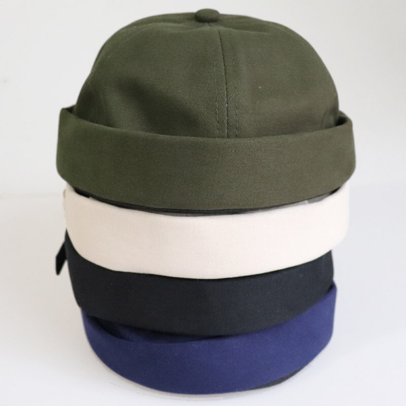Vintage Solid Color Cotton Hat for Men Wild Melon Hat Sailor Hat Flanging Retro Outside Landlord Hat Men Boy Yuppie Causal Hat