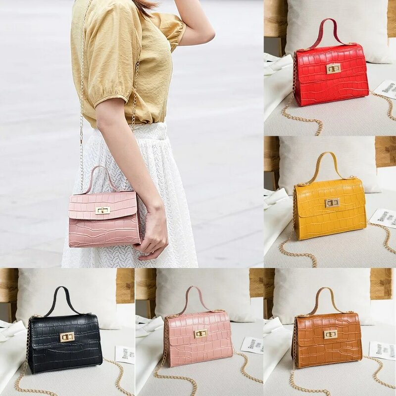 Femmes sac à main pierre motif chaîne Mini petit sac carré 2020 mode nouvelle qualité en cuir PU épaule sacs de messager # p30