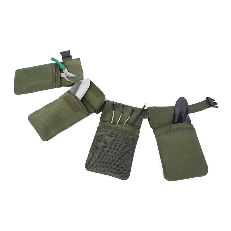 Sac à outils en toile de jardin, sac à ceinture 4 poches de rangement étanche Portable hommes femmes ciseaux durables tondeuse à gazon ménage