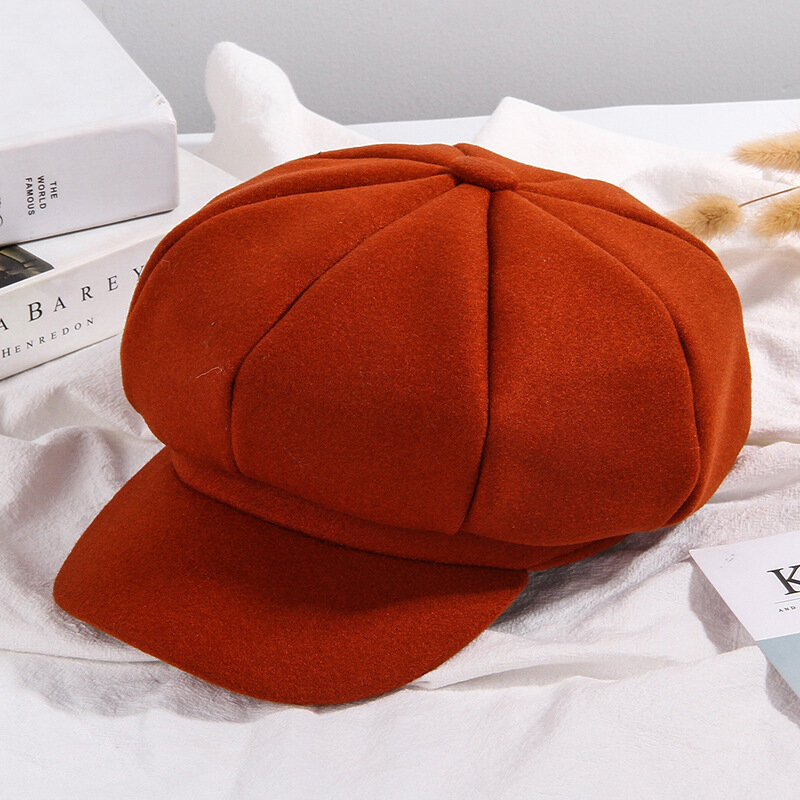 Осенне-зимний женский ретро шерстяной берет с острым носком плоская шапка британская Мужская и женская восьмиугольная шапка модная теплая шапка художника